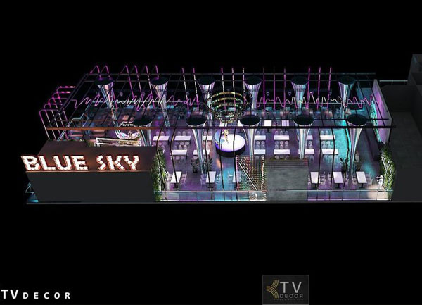 Dự án nhà hàng Beer Garden hiện đại với hệ khung ánh sáng LED nghệ thuật