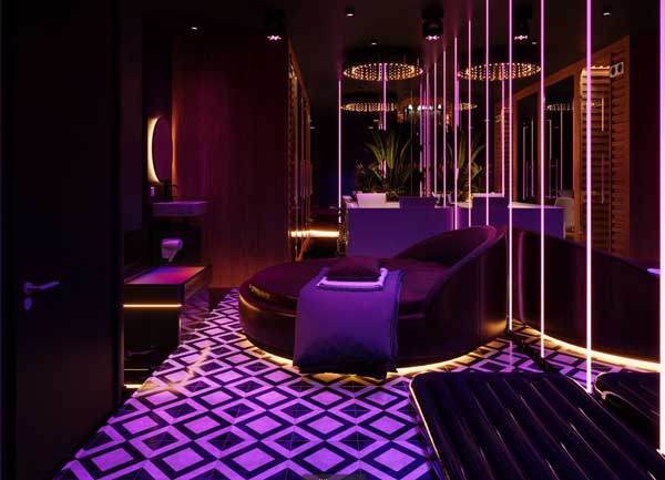 Mẫu Thiết Kế Phòng Massage VIP Đẹp – Concept Neon Tím Ấn Tượng