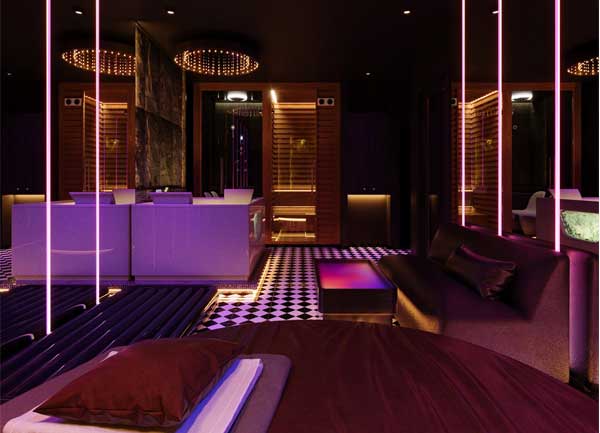 Thi Công Phòng Massage VIP Concept Neon Tím Không Gian Riêng Tư