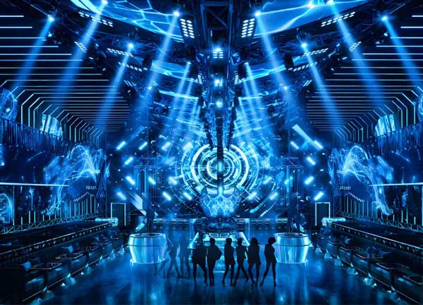 Thiết Kế Thi Công Bar Club Futuristic LED Xanh Nội Thất Nightclub