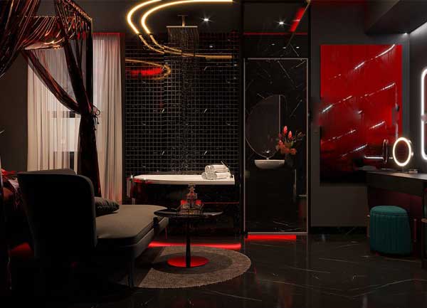Thiết kế khách sạn chủ đề tình yêu phong cách Dark Luxury