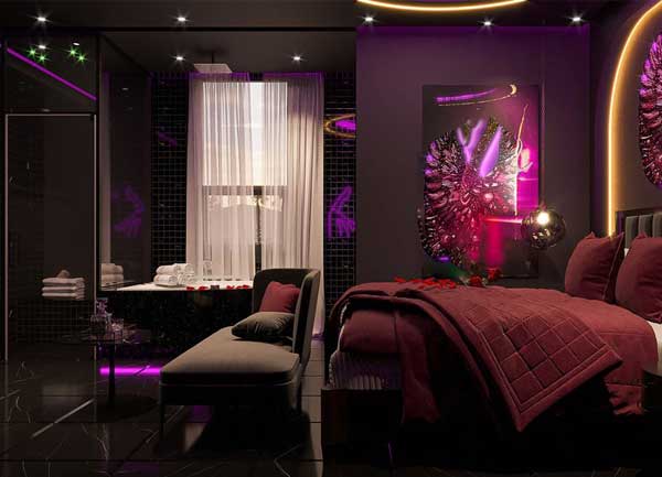 Thiết Kế Phòng Khách Sạn chủ đề Tình Yêu Concept Dreamy Violet