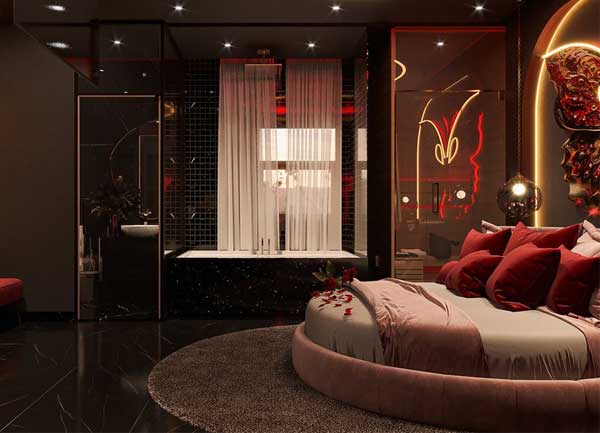 Thiết kế khách sạn chủ đề tình yêu Velvet Passion – Sang trọng